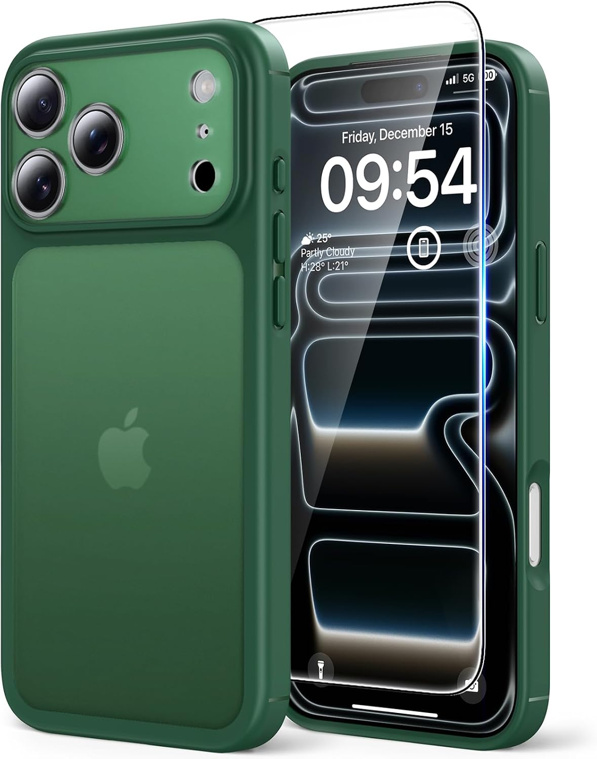 TAURI for iPhone Air Case, with Screen Protector, Matte Green