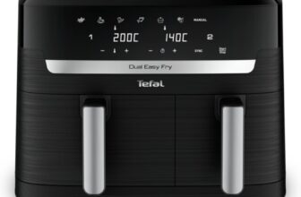 Tefal Dual Fryer without oil, 8.3 L capacity, 2 drawers of 5.2 L and 3.1 L, 7 automatic programs, digital screen, air fryer EY901810