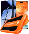 TORRAS For 17 Pro Max Tempered Glass Privacy Screen [Top 9H+ Shatterproof] Protective Film 17 Pro Max Film Durable 9H+ Protective Glass [Full Screen], 0 Bubbles Installation Frame, Pack of 2