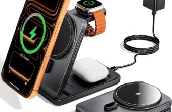 KPON Foldable 3in1 Charging Station for Magsafe, Travel Phone and Watch Charger for Apple, PD20W Wireless Charging Dock for Multiple Devices iPhone 17 16 15 14 13 12 Series/Apple Watch/Airpods