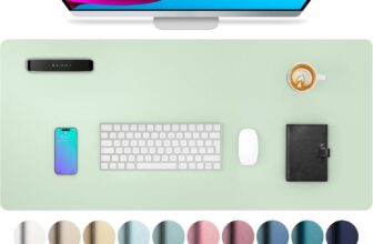 Aothia Large PU Leather Desk Pad Protector – Non-Slip Mouse Pad & Writing Mat for Office/Home, Waterproof, Easy to Clean (23.6″ x 13.7″, Aqua)