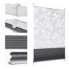 Sekey Pleated Blind Double Pleated Day+Night Blackout No Drilling Tensioned Light Protection, Klemmfix, Translucent Burnout Pattern, 35 x 100 cm, Print and Grey