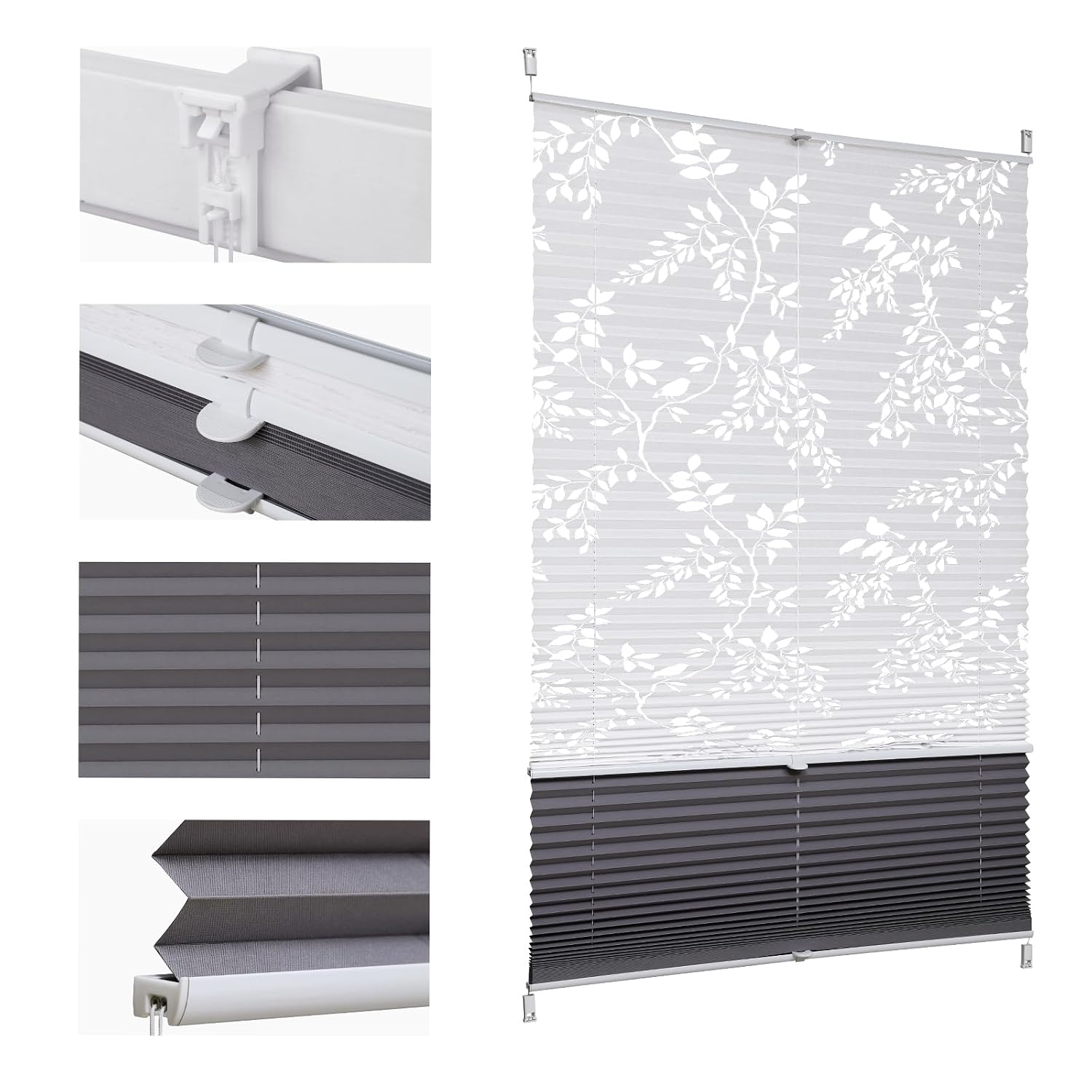 Sekey Pleated Blind, No Drilling Required, Window Pleated Blind Klemmfix Blind, 75 cm Wide, Tensioned Translucent Sun Protection Window Blind, 75 x 210 cm, Beige