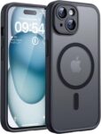 TOCOL Case for iPhone 15, Magsafe, Full Camera Protection, Shockproof, Scratch-Resistant, Translucent Back, Magnetic Mobile Phone Case for iPhone 15, Black