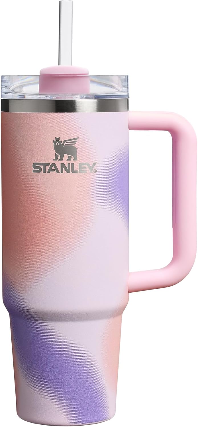 Stanley Quencher H2.0 Flowstate Tumbler 30oz – Cold for 11 Hours – Iced for 48 Hours – Metal Water Bottle with Straw, Handle and Lid – Dishwasher Safe – Travel Mug for Cold Drinks – Rose Petal