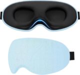 Gritin 100% Blackout Sleep Eye Mask for Side Sleeper Men Women, Zero Eye Pressure 3D Contoured Sleeping Mask with Adjustable Strap, Ergonomic Design Night Blindfold, Ultra Soft Comfortable-Sky Blue