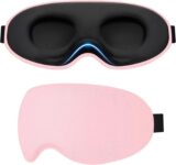 Gritin 100% Blackout Sleep Eye Mask for Side Sleeper Men Women, Zero Eye Pressure 3D Contoured Sleeping Mask with Adjustable Strap, Ergonomic Design Night Blindfold, Ultra Soft Comfortable-Pink