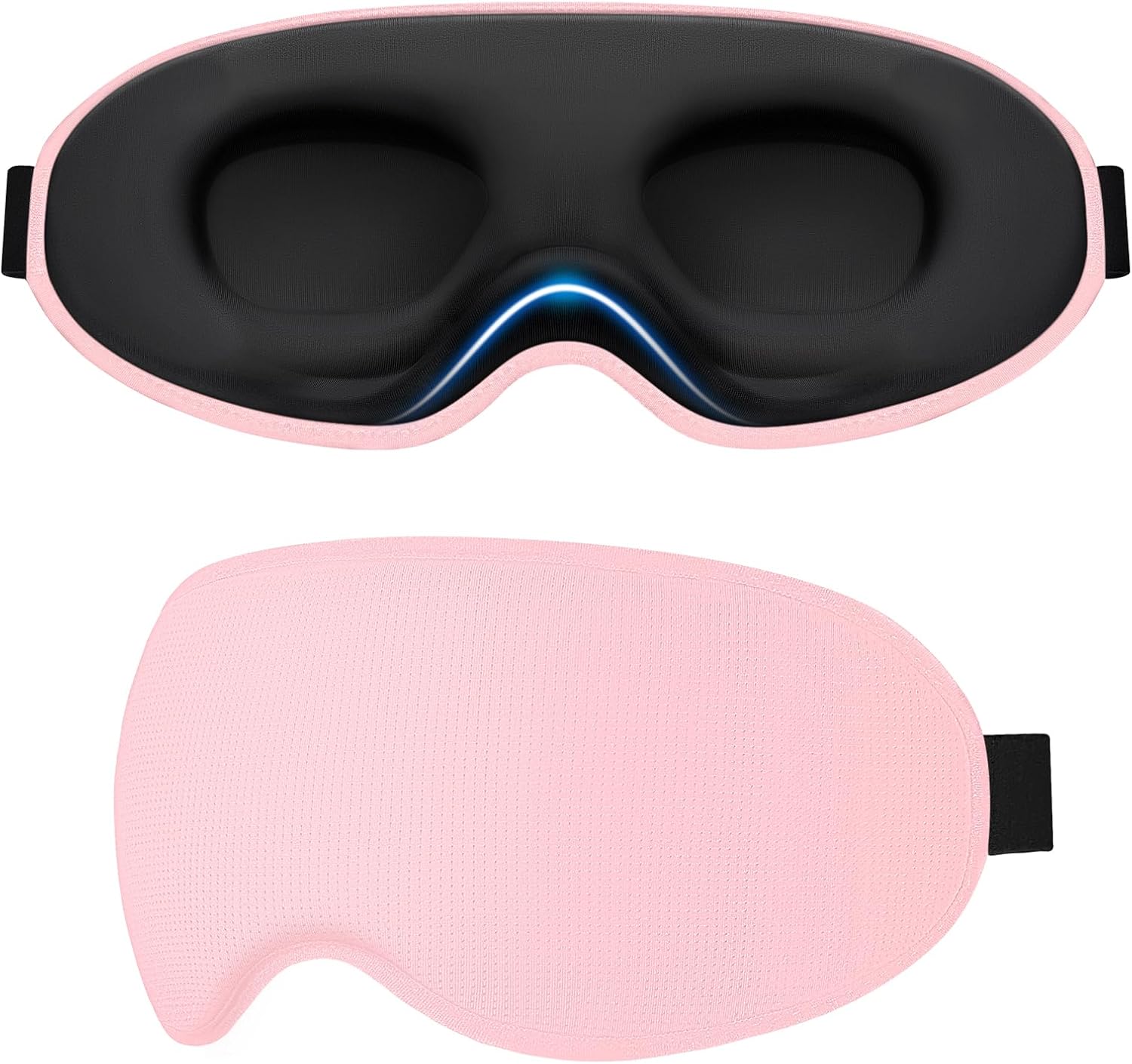Gritin 100% Blackout Sleep Eye Mask for Side Sleeper Men Women, Zero Eye Pressure 3D Contoured Sleeping Mask with Adjustable Strap, Ergonomic Design Night Blindfold, Ultra Soft Comfortable-Pink
