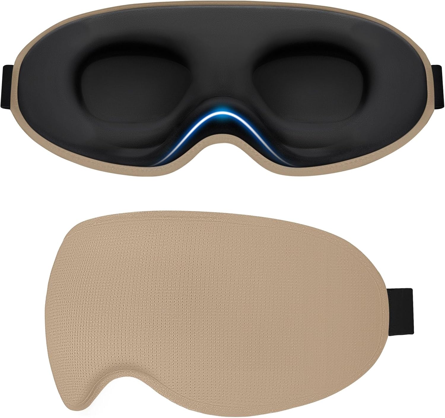 Gritin 100% Blackout Sleep Eye Mask for Side Sleeper Men Women, Zero Eye Pressure 3D Contoured Sleeping Mask with Adjustable Strap, Ergonomic Design Night Blindfold, Ultra Soft Comfortable for Travel