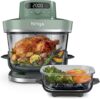 Ninja CRISPi PRO XL Glass Air Fryer, 5 Pre-Set Cooking Functions, Includes 5.7 L and 2.3 L Glass CleanCrisp Cooking Dishes and Storage Lids, Moss Green AS090EUGN
