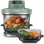 Ninja CRISPi PRO XL Glass Air Fryer, 5 Pre-Set Cooking Functions, Includes 5.7 L and 2.3 L Glass CleanCrisp Cooking Dishes and Storage Lids, Moss Green AS090EUGN