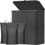 Lifewit 165L 3 Section Laundry Hamper with Lid, Laundry Basket, Dark Gray