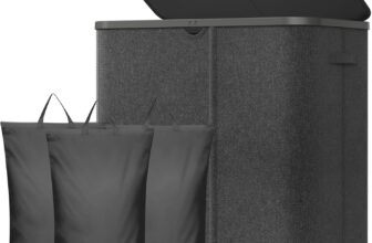 Lifewit 165L 3 Section Laundry Hamper with Lid, Laundry Basket, Dark Gray