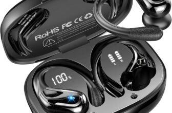 Wireless Earbuds, Sport Bluetooth 5.4 Headphones 2026 New Bluetooth Earbuds with 75Hrs Stereo, 4 ENC Mic, Noise Canceling Over-Ear Buds with Earhooks, IP7 Waterproof Earphones for Workout/Running/Gym
