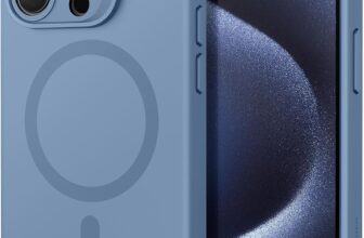 ESR for iPhone 15 Pro Case with MagSafe, Supports Magnetic Charging, Slim Liquid Silicone Case, Shock Absorbing, Screen and Camera Protection, Cloud Series, Light Blue