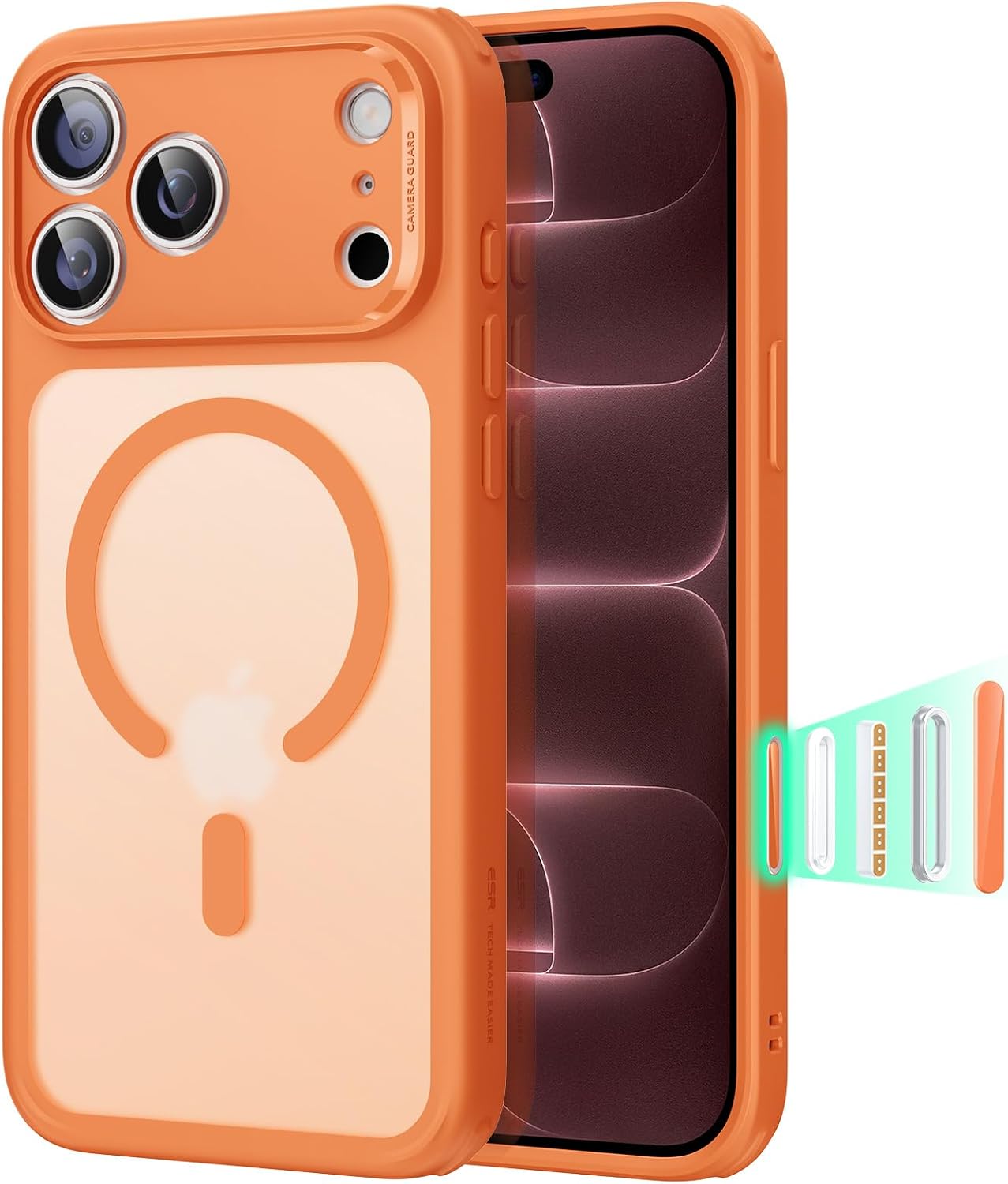 ESR Classic Hybrid for iPhone 16 Case, Frosted Pink