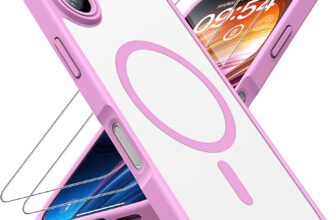 TOCOL Magnetic for iPhone 16 Case 6.1-Inch, Fit for MagSafe, Upgraded [Full Camera Protection], [14FT Military Grade Drop Tested] Shockproof Slim Translucent Matte Back Phone Cover (Pink)