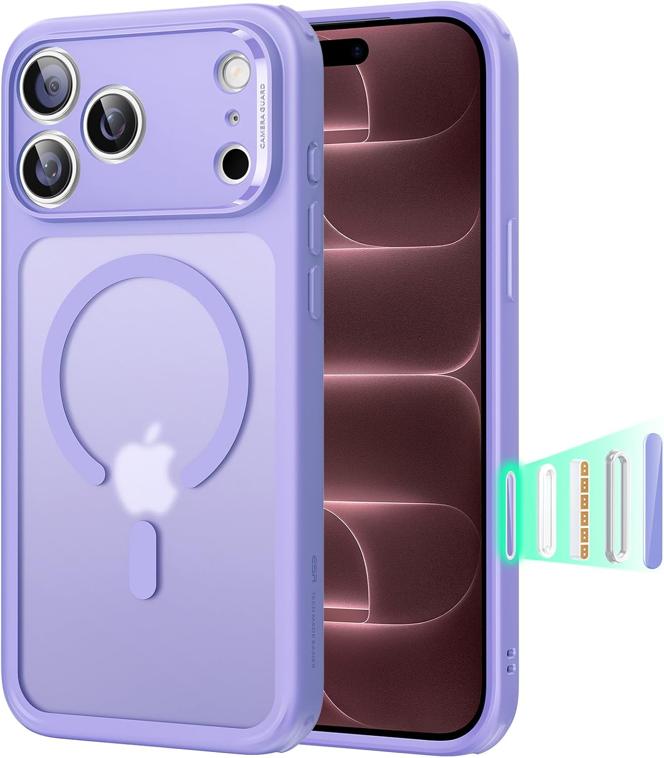 ESR Classic Hybrid for iPhone 18 Pro/17 Pro Case, Frosted Purple