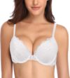 Deyllo Women’s Push Up Lace Bra Comfort Padded Underwire Bra Lift Up Add One Cup