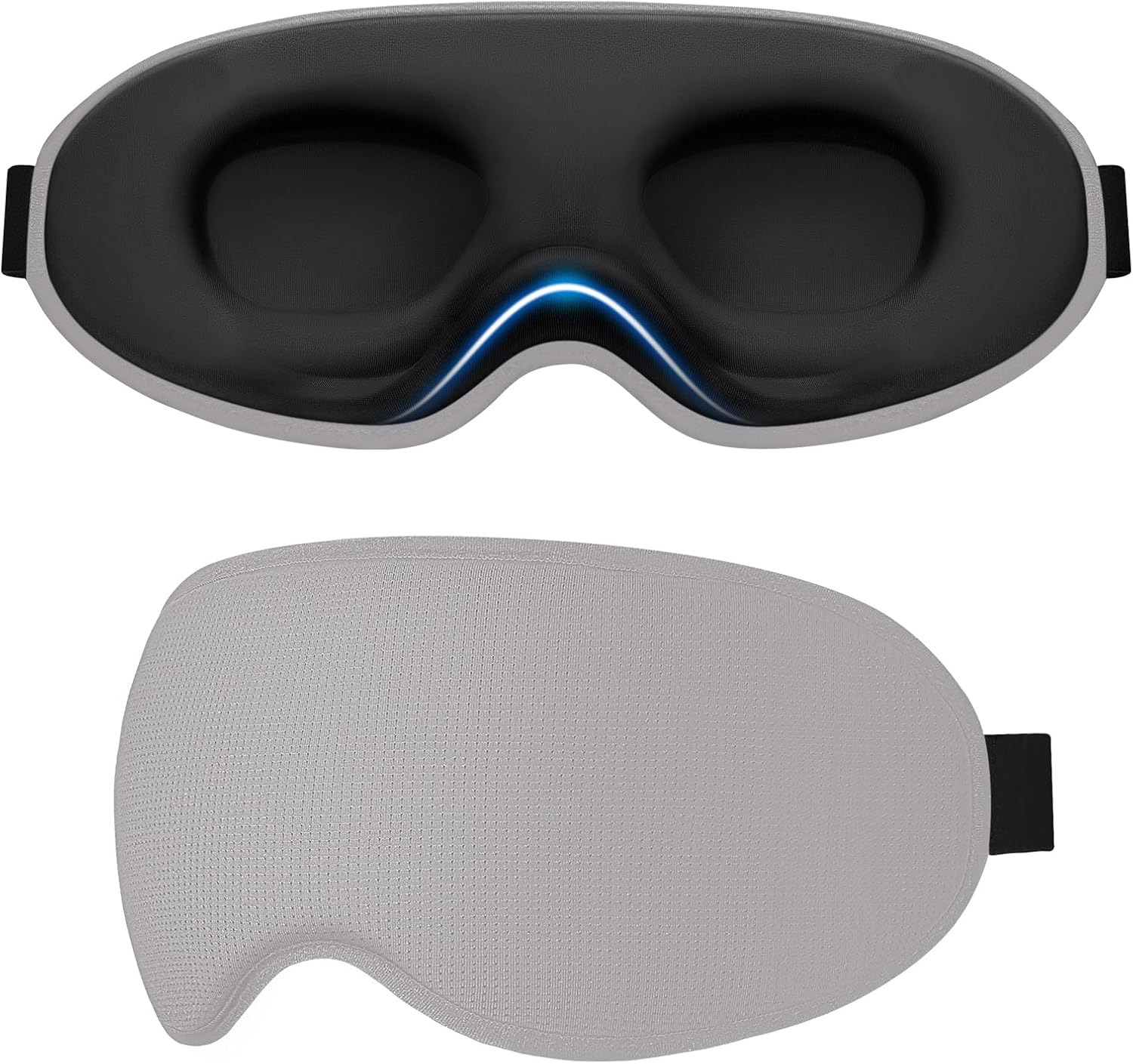 Gritin 100% Blackout Sleep Eye Mask for Side Sleeper Men Women, Zero Eye Pressure 3D Contoured Sleeping Mask with Adjustable Strap, Ergonomic Design Night Blindfold, Ultra Soft Comfortable-Dark Gray