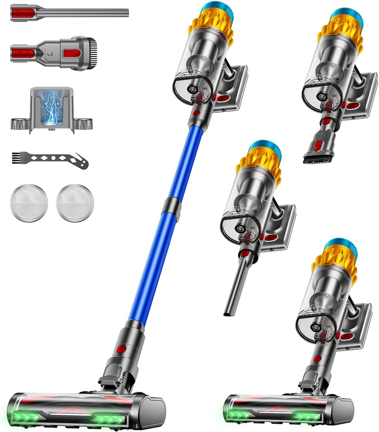 Cordless Vacuum Cleaner, 650W/55KPA, Max 70 Mins Runtime, Self-Standing Vacuum Cleaners for Home, Anti-Tangle Stick Vacuum, Smart Display Vacuum Cordless with 1.8L Cup for Pet Hair/Carpets/Floors