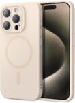 ESR for iPhone 15 Pro Max Case with MagSafe, Supports Magnetic Charging, Slim Liquid Silicone Case, Shock Absorbing, Screen and Camera Protection, Cloud Series, Light Tan