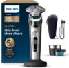 Philips Electric Shaver i9000 Prestige Wet and Dry Razor for Men with Integrated Trimmer, Grey/Silver, Pressure Sensor, Cleaning Station, Charging Station and Travel Case (XP9205/30)