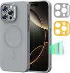 ESR for iPhone16 Pro Case with MagSafe, Supports Magnetic Charging, Smooth & Slim Silicone Case, Shockproof, Full Screen and Camera Protection, Soft Microfiber Lining,Grey