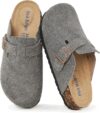 Meik Mangni Womens Clogs Soft Leather Mules Cork Footbed Sandals Non-Slip Comfort Potato Shoes