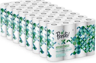 Amazon Brand – Presto! TAD Kitchen Rolls, extra absorbent, 32 Pack (32 x 51 2-ply-sheets)