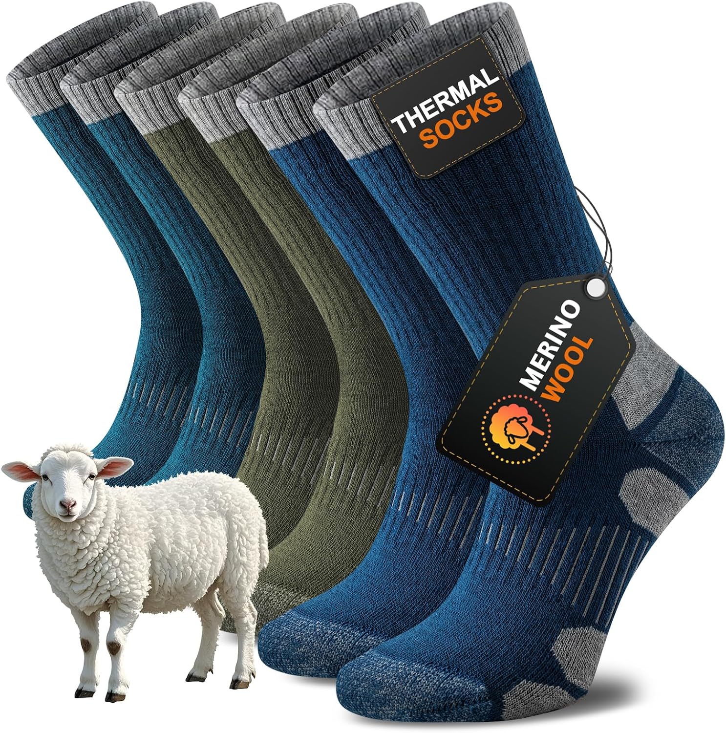Niorasen Merino Wool Socks for Men & Women, Thermal Winter Crew Warm Socks