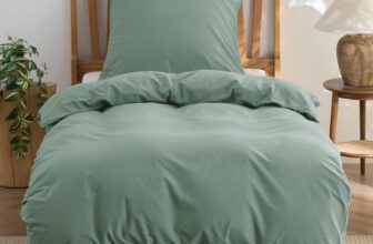 Bedsure Duvet Cover Sets 135×200 Cotton 2-Piece – Bedding Sets Sage Green Duvet Cover with 1 Pillowcase 80×80 cm, Texture Similar to Washed Linen, Oeko-TEX Bedding Green with Zipper