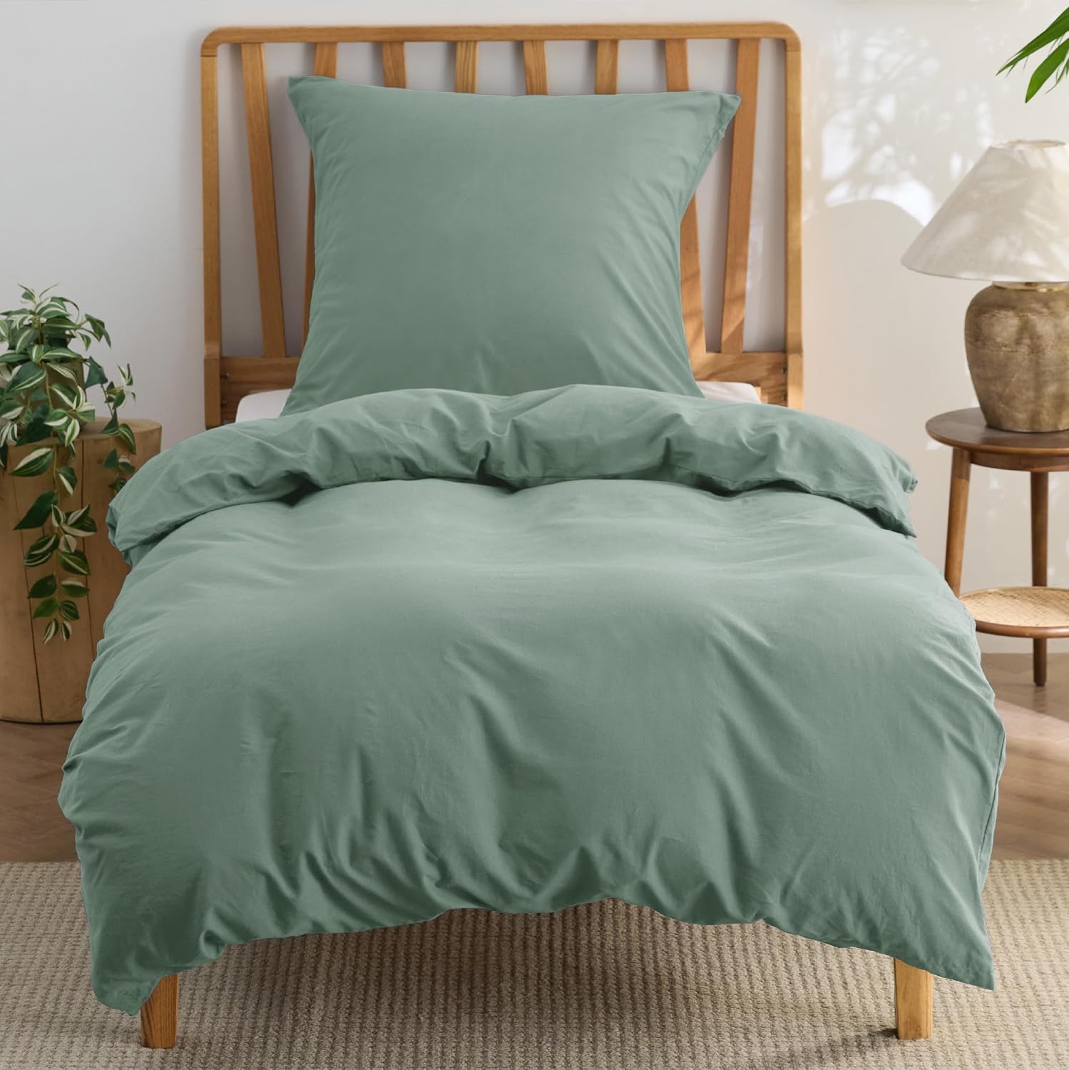 Bedsure Duvet Cover Sets 135×200 Cotton 2-Piece – Bedding Sets White Duvet Cover with 1 Pillowcase 80×80 cm, Texture Similar to Washed Linen, Oeko-TEX Bedding White with Zipper