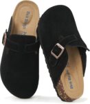 Meik Mangni Womens Clogs Soft Leather Mules Cork Footbed Sandals Non-Slip Comfort Potato Shoes