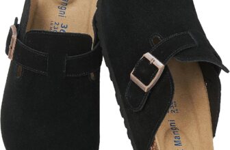 Meik Mangni Womens Clogs Soft Leather Mules Cork Footbed Sandals Non-Slip Comfort Potato Shoes