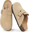 Meik Mangni Womens Clogs Soft Leather Mules Cork Footbed Sandals Non-Slip Comfort Potato Shoes