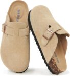 Meik Mangni Womens Clogs Soft Leather Mules Cork Footbed Sandals Non-Slip Comfort Potato Shoes
