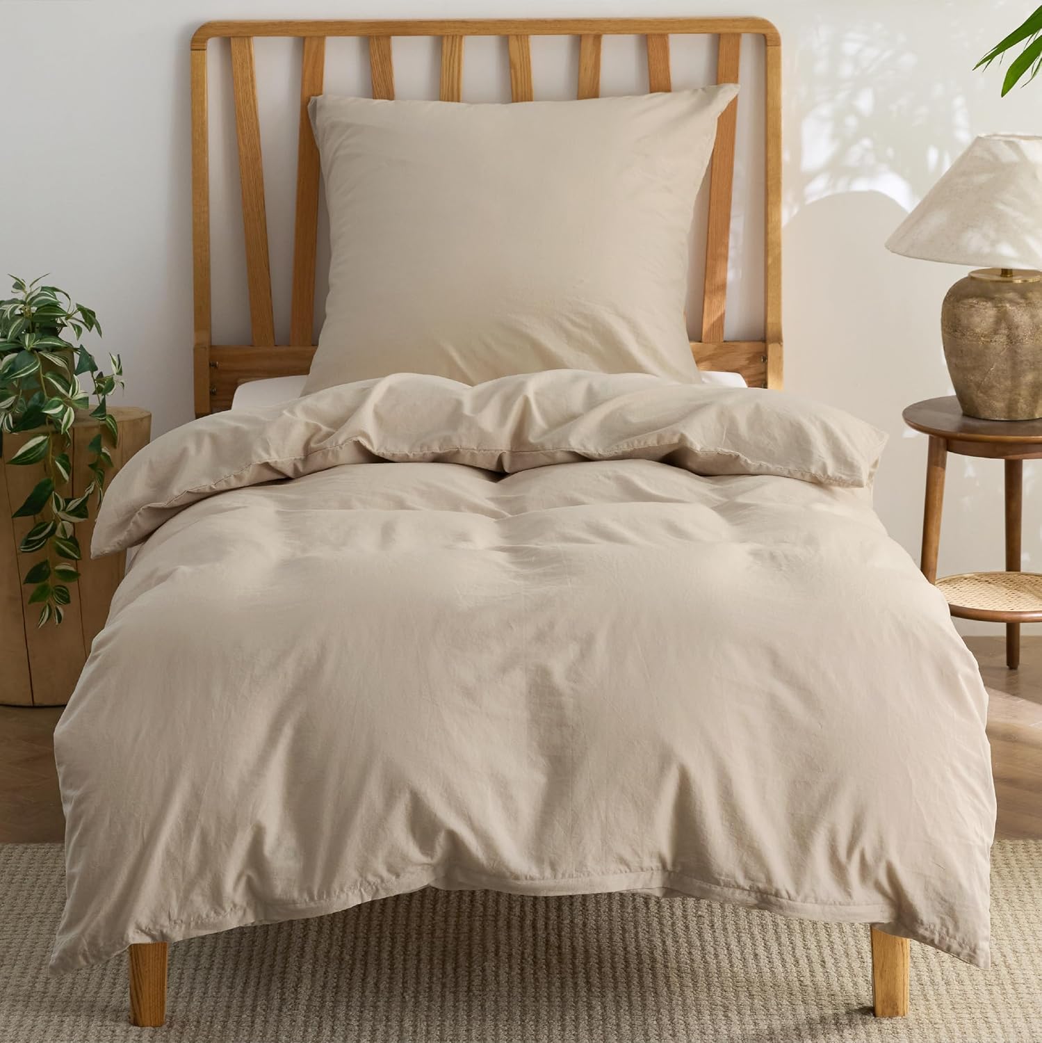 Bedsure Duvet Cover Sets 135×200 Cotton 2-Piece – Bedding Sets Sage Green Duvet Cover with 1 Pillowcase 80×80 cm, Texture Similar to Washed Linen, Oeko-TEX Bedding Green with Zipper