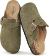 Meik Mangni Womens Clogs Soft Leather Mules Cork Footbed Sandals Non-Slip Comfort Potato Shoes