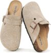 Meik Mangni Womens Clogs Soft Leather Mules Cork Footbed Sandals Non-Slip Comfort Potato Shoes