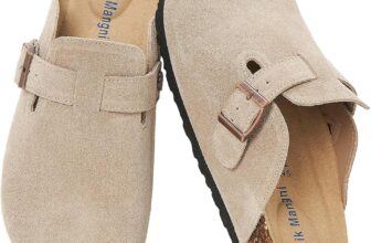 Meik Mangni Womens Clogs Soft Leather Mules Cork Footbed Sandals Non-Slip Comfort Potato Shoes