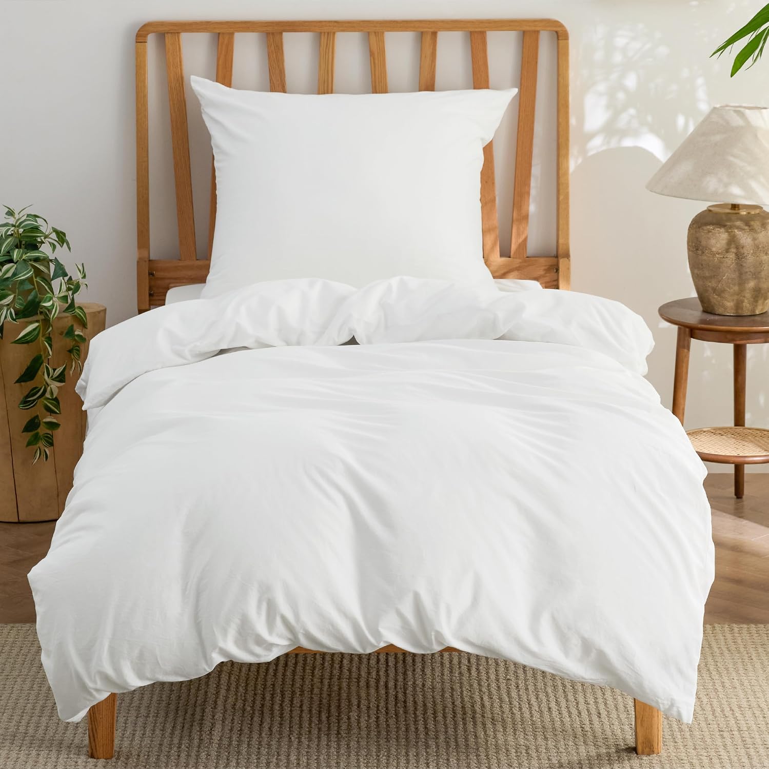 Bedsure Duvet Cover Sets 135×200 Cotton 2-Piece – Bedding Sets Sage Green Duvet Cover with 1 Pillowcase 80×80 cm, Texture Similar to Washed Linen, Oeko-TEX Bedding Green with Zipper