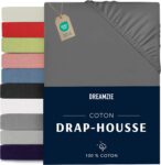 Dreamzie – Fitted Sheet 200 x 200 cm – Anthracite – 100% Oeko Tex Certified Cotton Jersey – Fitted Sheet 200 x 200 cm Cotton