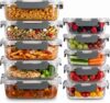 uandu Glass Container with Lid, 10-Piece Meal Prep Jars, Food Storage Containers Glass with Lid, Glass Jars with Lid Set, Meal Prep Boxes Glass