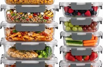 uandu Glass Container with Lid, 10-Piece Meal Prep Jars, Food Storage Containers Glass with Lid, Glass Jars with Lid Set, Meal Prep Boxes Glass