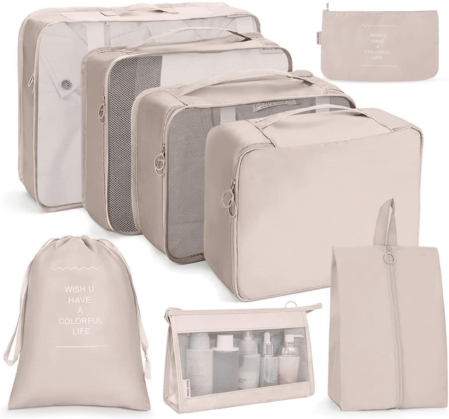 OSDUE Packing Cubes for Suitcase, 8PCS Travel Organiser Packing Bags, Travel Accessories Organizers Essentials, Clothes Shoes Cosmetics Toiletries Storage Bags