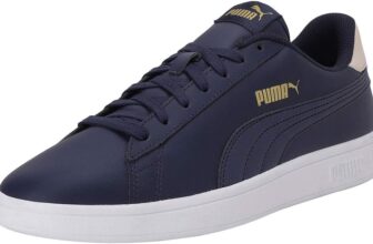 Puma Men’s Low-Top, Blue (Peacoat-Tapioca Team Gold White 21), 3 UK Child