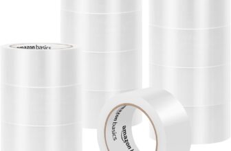 Amazon Basics Strong Plastic Adhesive Packing Tape for Shipping, Sealing Boxes, Moving and Storage, Clear, Low Odor, 1.88 in x 54.6 yds, 12-Pack