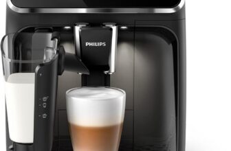 Philips 5400 Serie EP5441/50 Kaffeevollautomat, 12 Kaffeespezialitäten (LatteGo Milchsystem) Matt-Schwarz/Klavierlack-schwarze Arena
