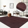 the carpet Relax Modern Fluffy Short Pile Living Room Rug, Non-Slip Underside, Washable up to 30 Degrees, Super Soft, Fur Look, Bordeaux, 80 x 150 cm